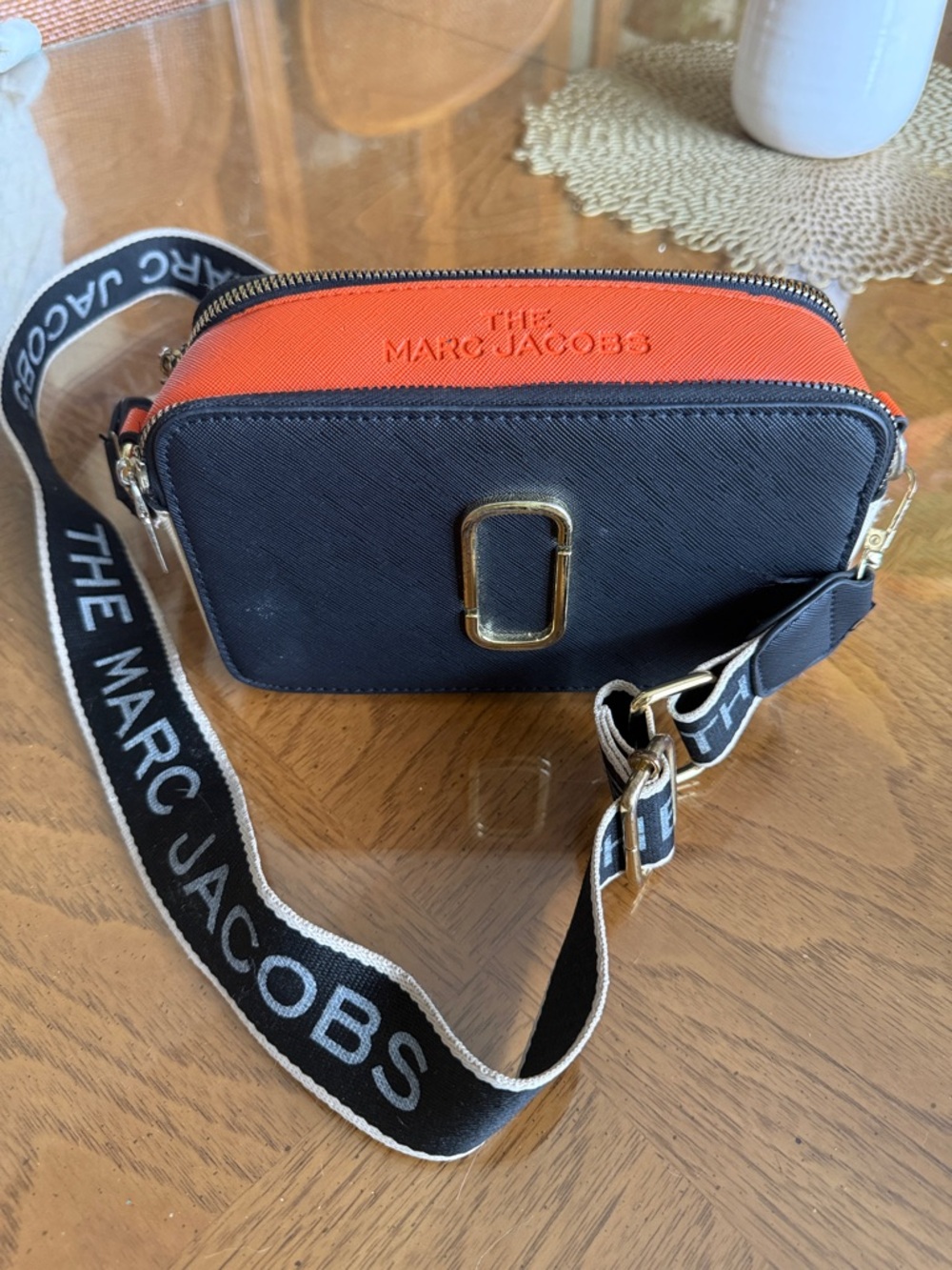 Marc Jacobs Blue  Crossbody with Orange Accent and Gold Hardware